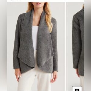 Barefoot Dreams CozyChic Lite Shawl Collar Rib Grey Cardigan Size S/M.